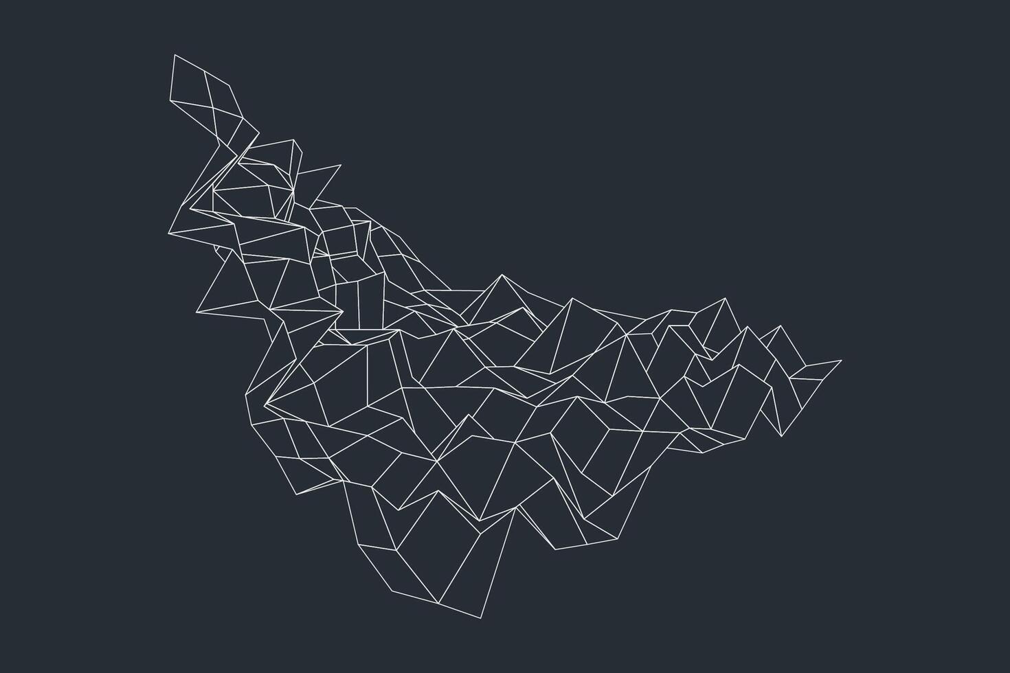 Wireframe geometric objects background featuring abstract polygonal shapes on dark vector