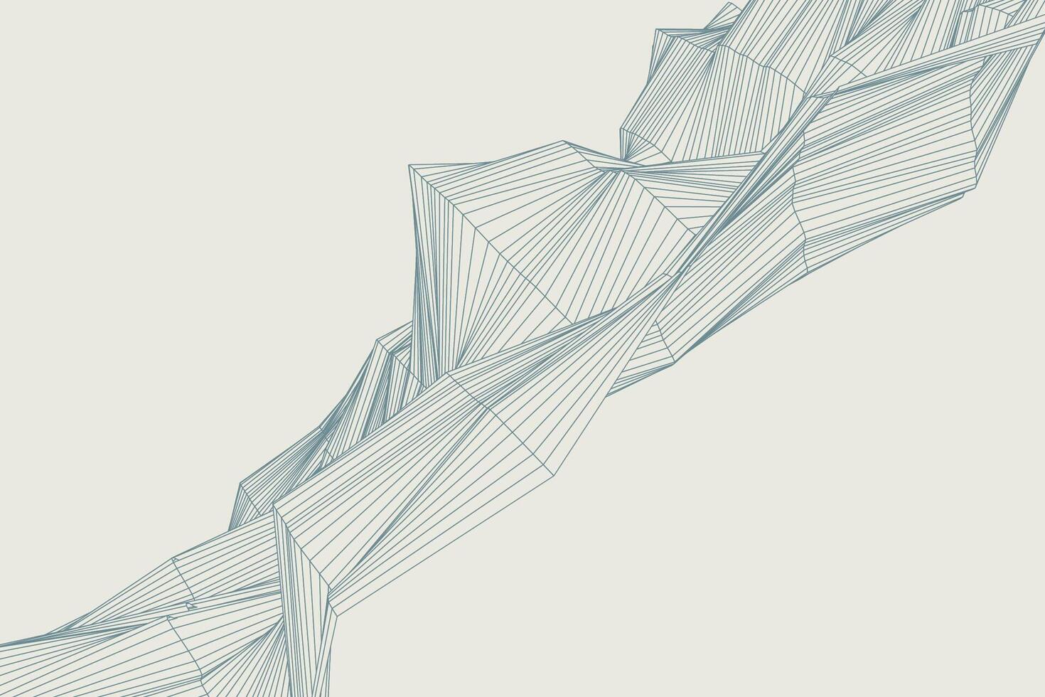 Geometric waves background with fine wireframe wave structures on a light design vector