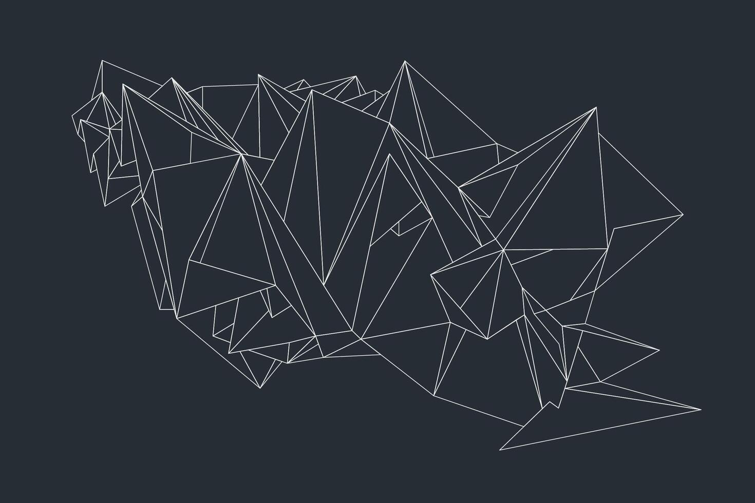 Abstract 3D shape background made from wireframe geometric objects and clean lines vector