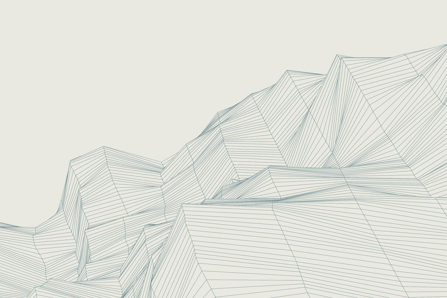 Minimalist 3D mesh landscape from geometric waves background eaturing flowing wave-like geometric lines vector