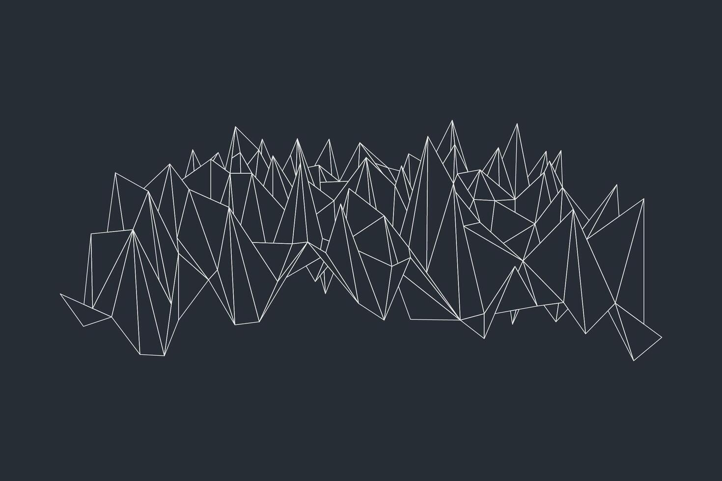 Creative polygon mesh of wireframe geometric objects forming a complex structure vector