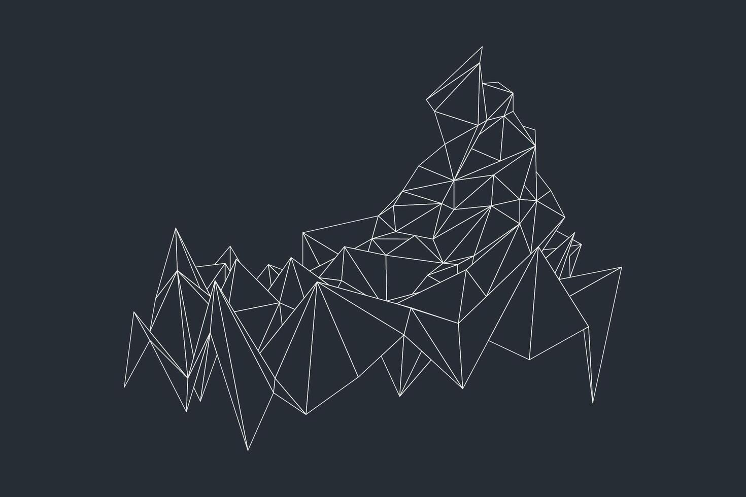 Minimalist dark background with clustered abstract wireframe geometric objects vector