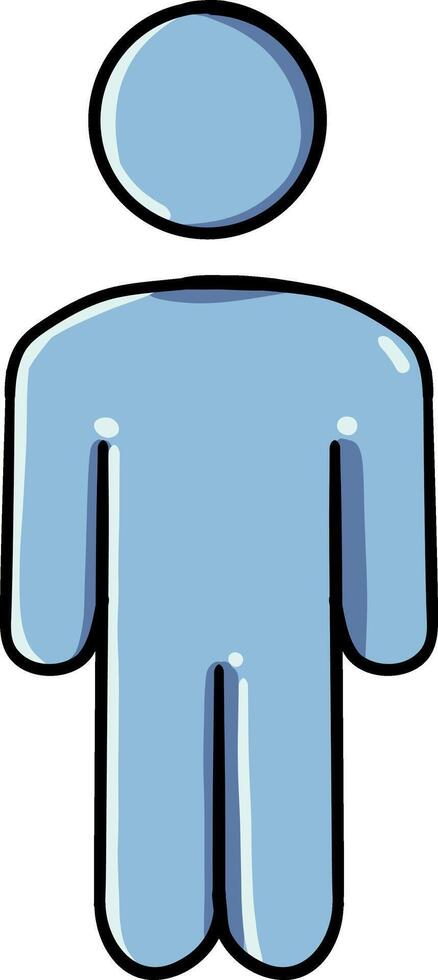 Hand drawn Bathroom elements doodle, Illustration of a simple male character in blue vector
