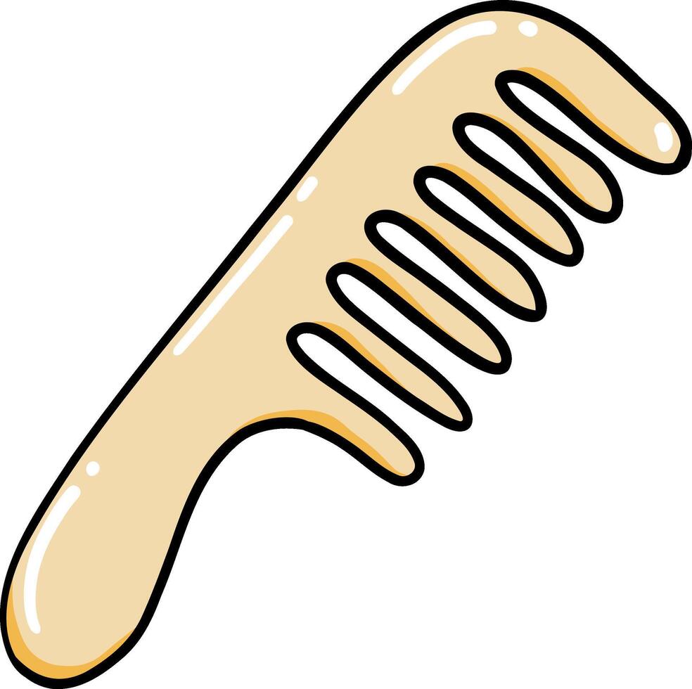 Hand drawn Bathroom elements doodle, Cartoon-style hair comb with a smooth, shiny finish. vector