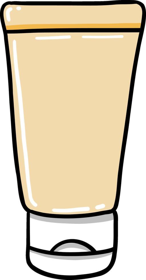 Hand drawn Bathroom elements doodle, Cosmetic tube with cream or lotion inside. vector