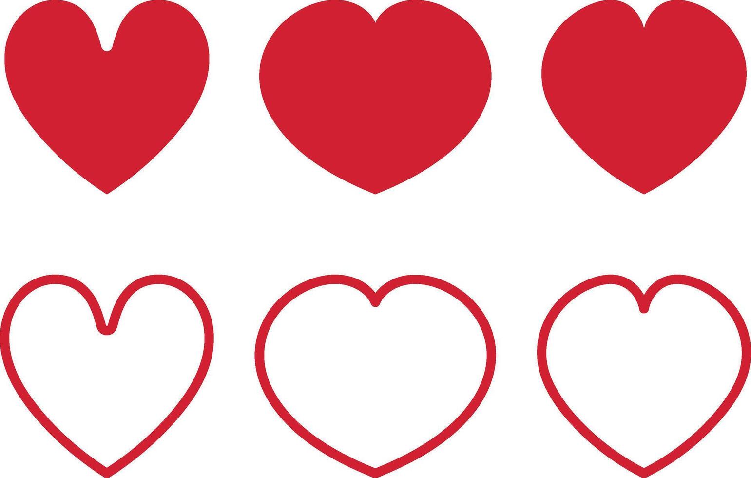 heart icons red set . Set of love symbols isolated. Heart Black Love Logo Variations vector