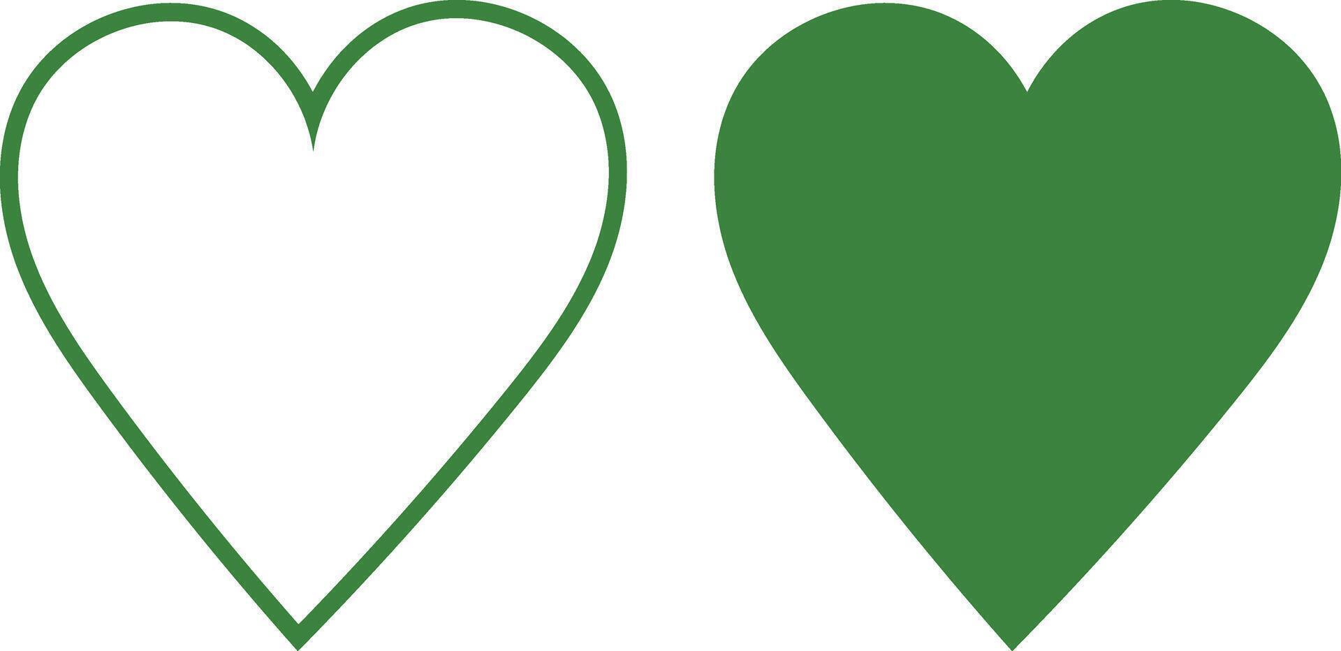 Two green hearts with one cut out in the middle vector