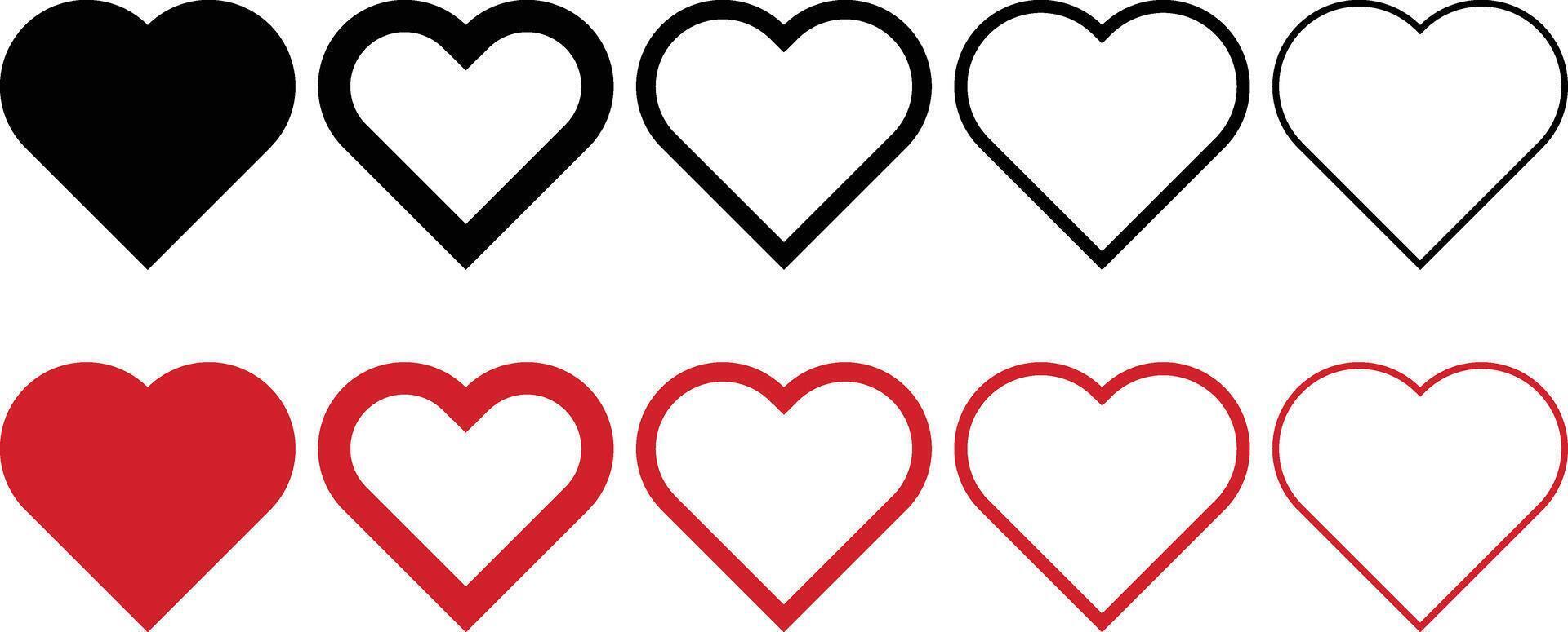 set of love symbols isolated. Heart Love Logo Variations vector