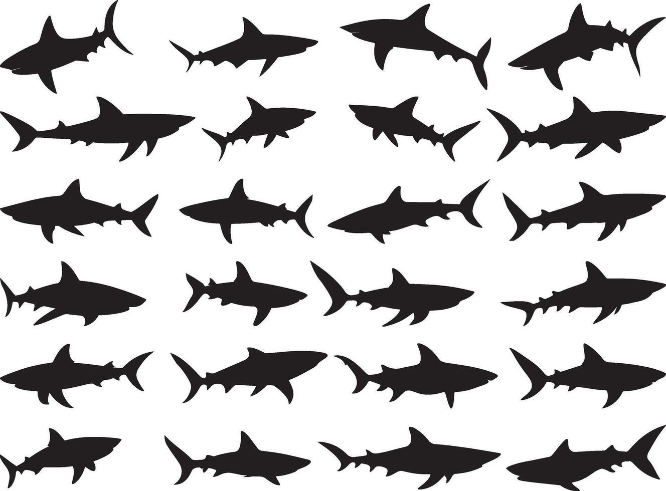 Diverse Shark Silhouettes for Graphic Design vector