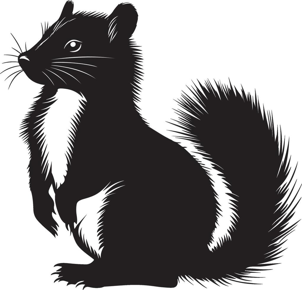 Elegant Black and White Silhouette of a Squirrel vector