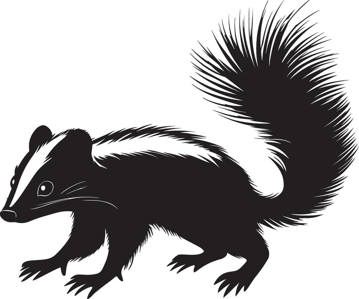 Bold Black Silhouette of a Skunk vector