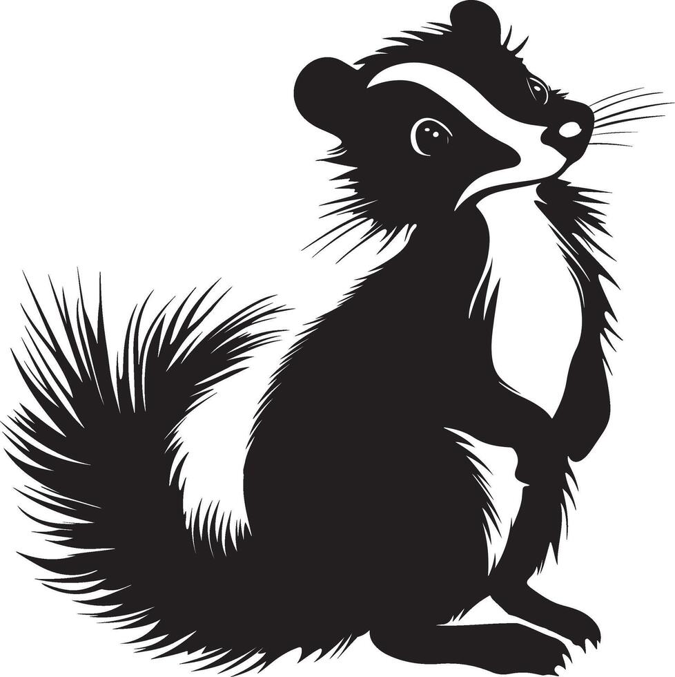 Cute Black and White Silhouette of a Skunk vector