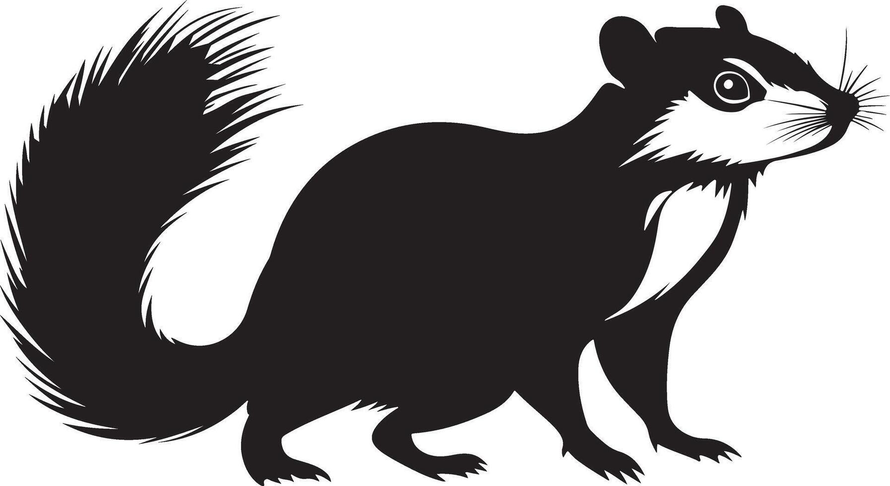 Striking Black and White Silhouette of a Chipmunk vector
