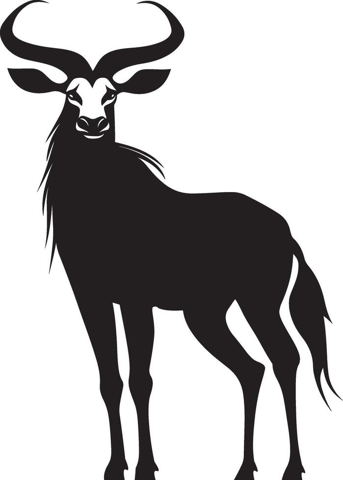 Elegant Black and White Silhouette of a Gemsbok Antelope vector