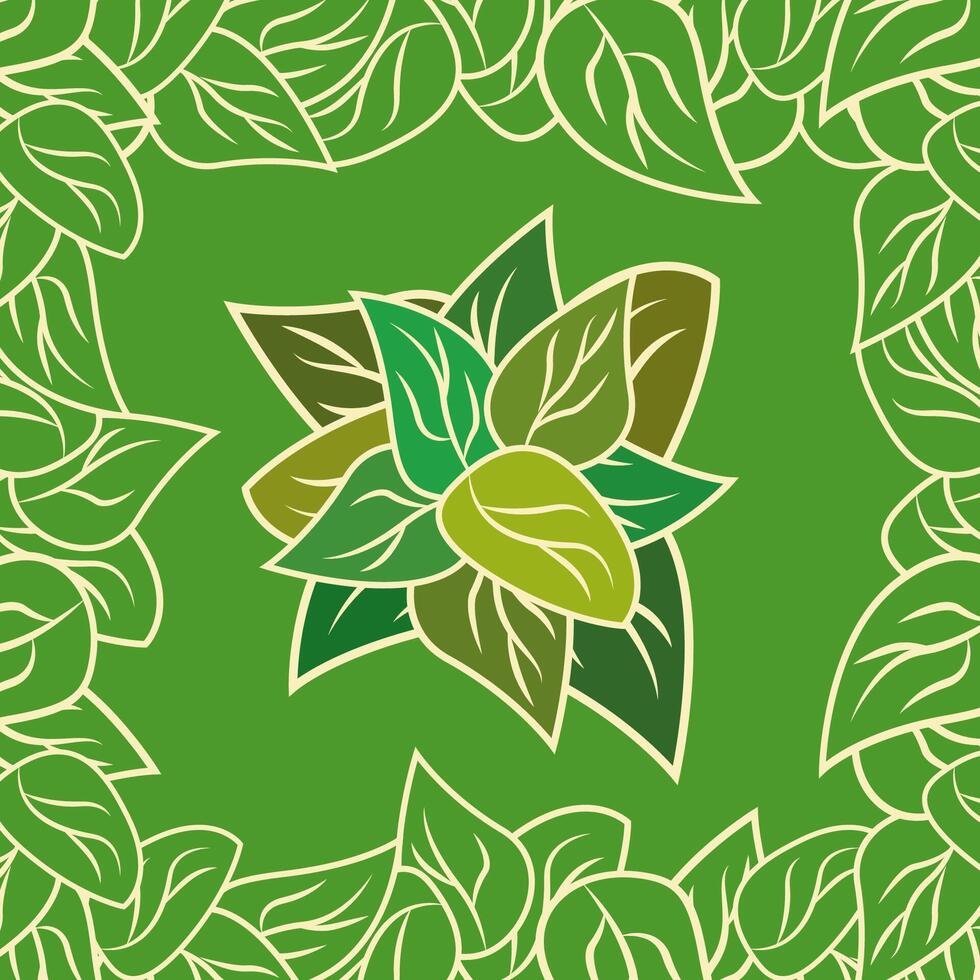 Frame with leaves and bunches of leaves vector