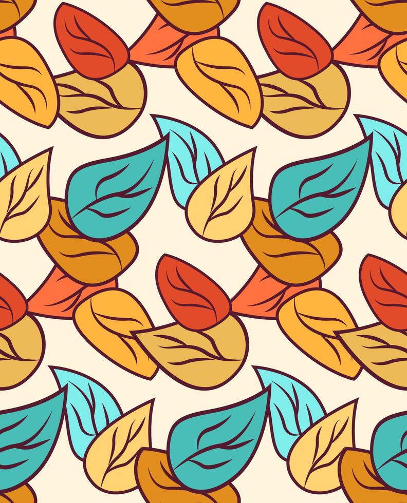Pattern with colorful leaves vector
