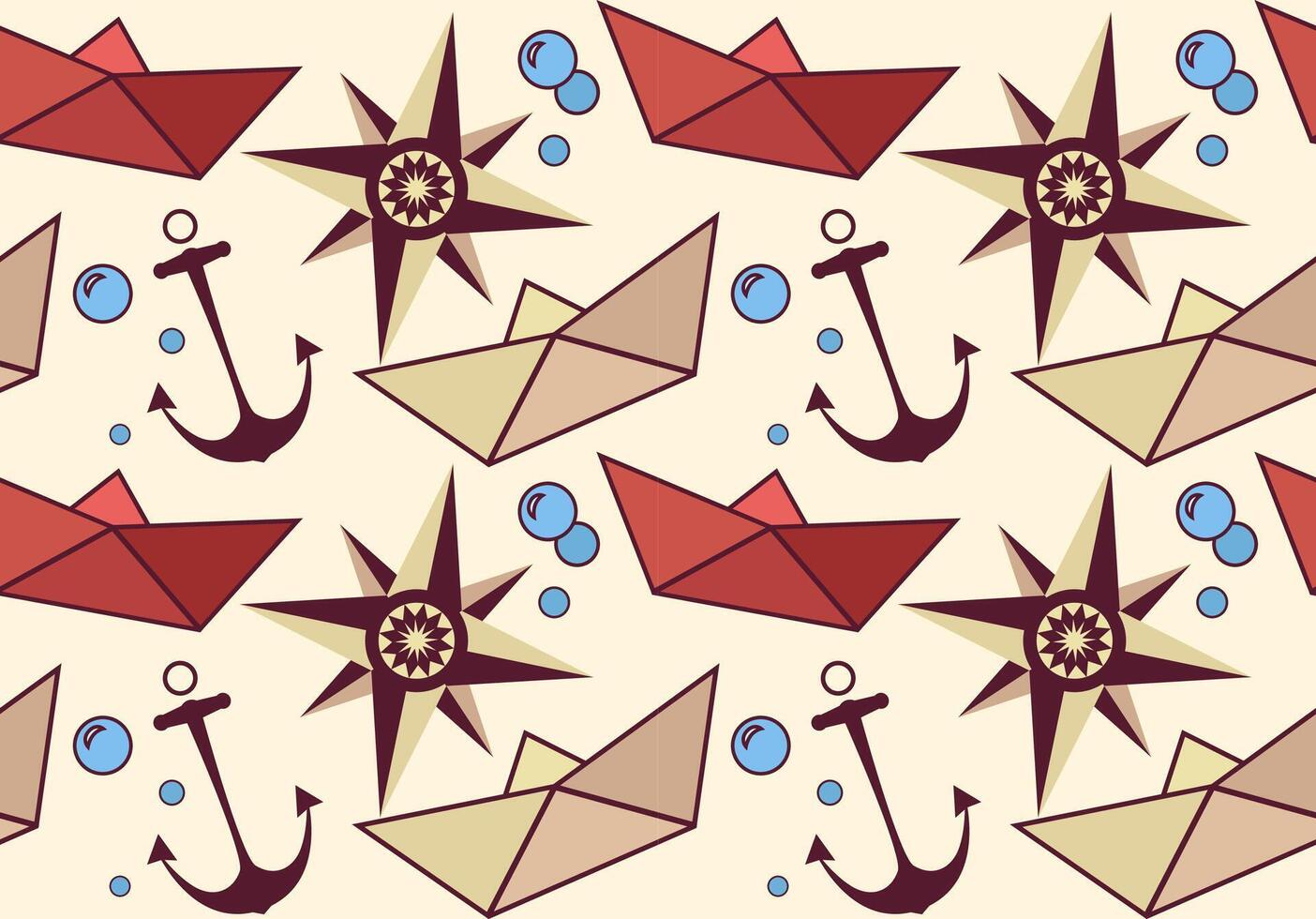 Marine pattern with paper boats vector