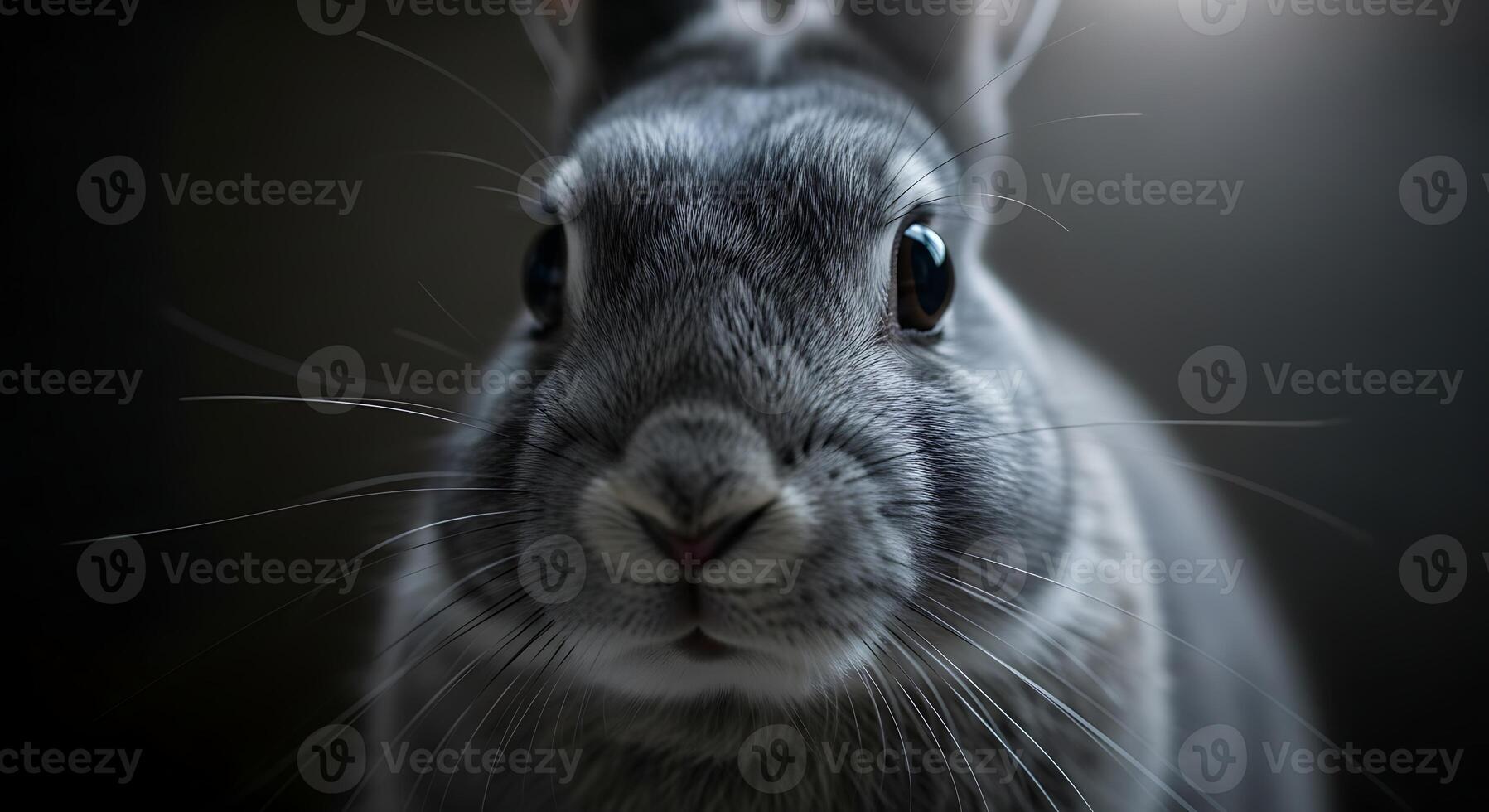 A close up of a rabbit with a dark background photo