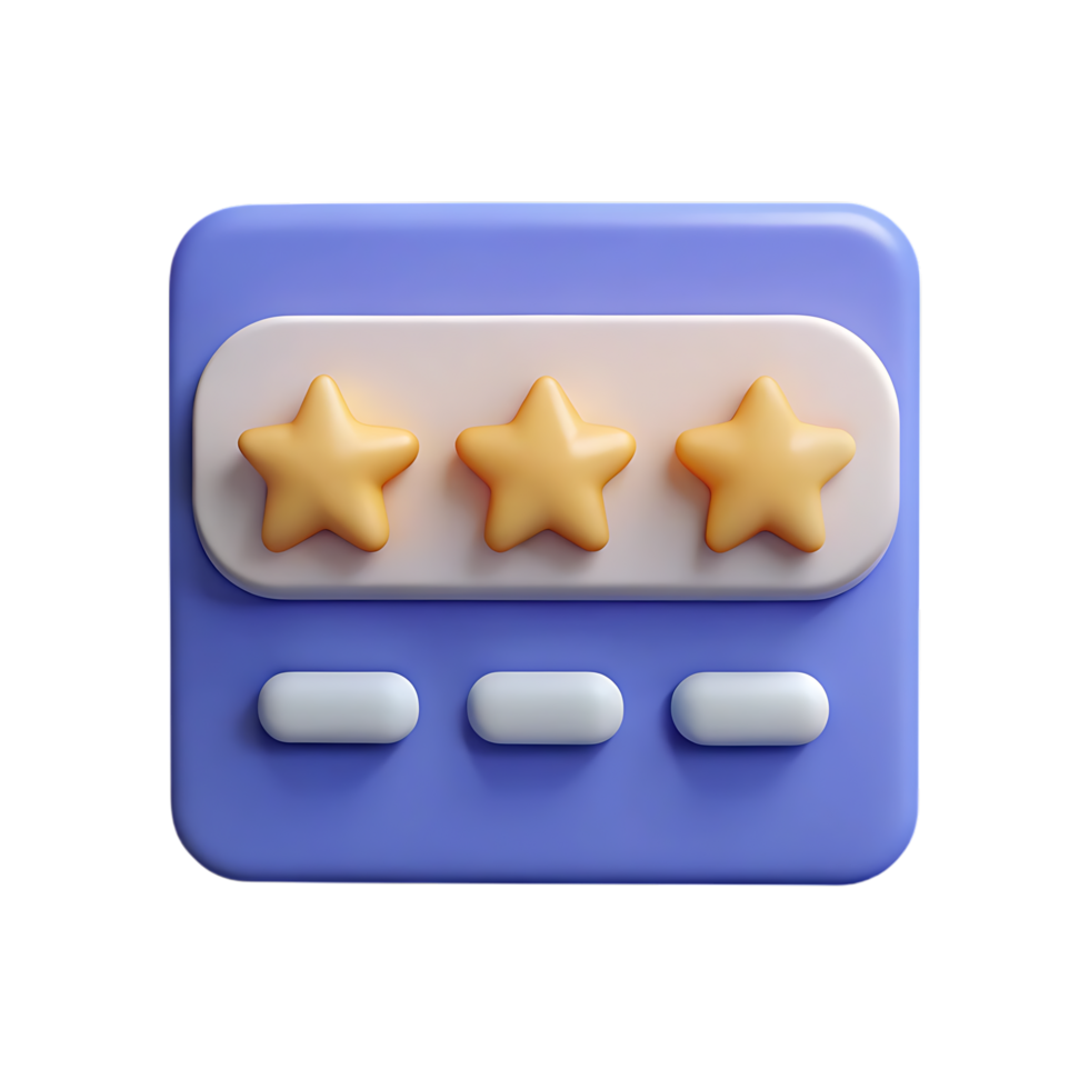 Three star rating illustration depicting customer satisfaction and quality approval in digital design png
