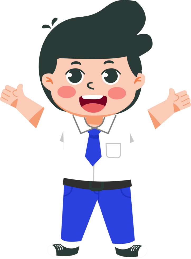 illustration of indonesian junior high school students smiling hands up png