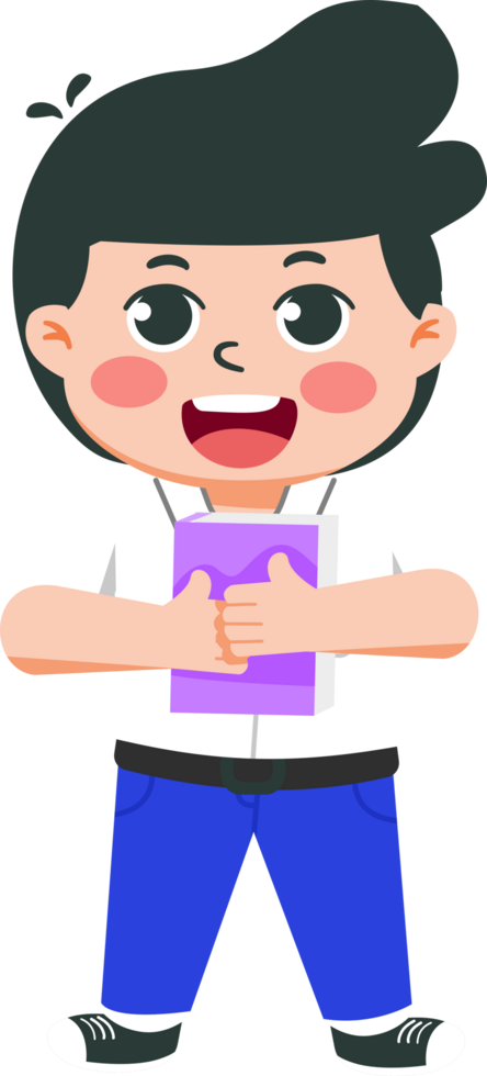 illustration of indonesian junior high school students hugging books png