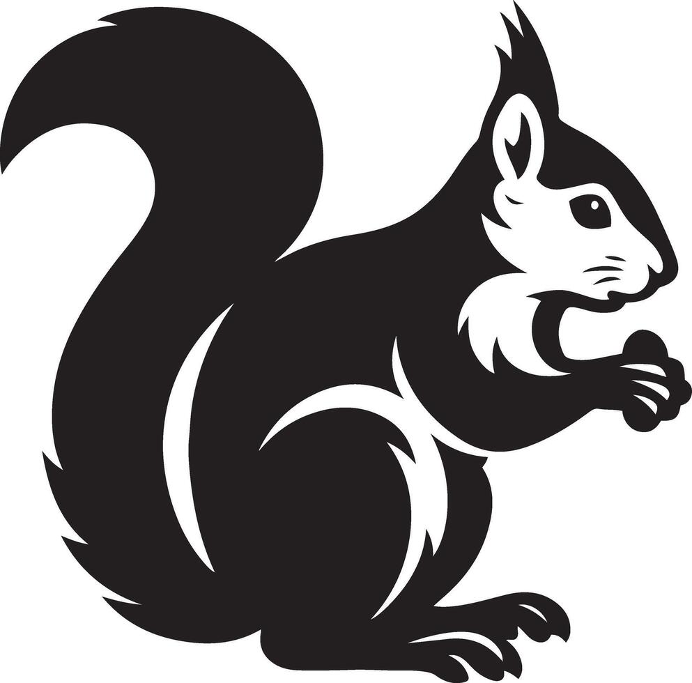 Squirrel silhouette stylish black and white, Tree animal with bushy tail vector