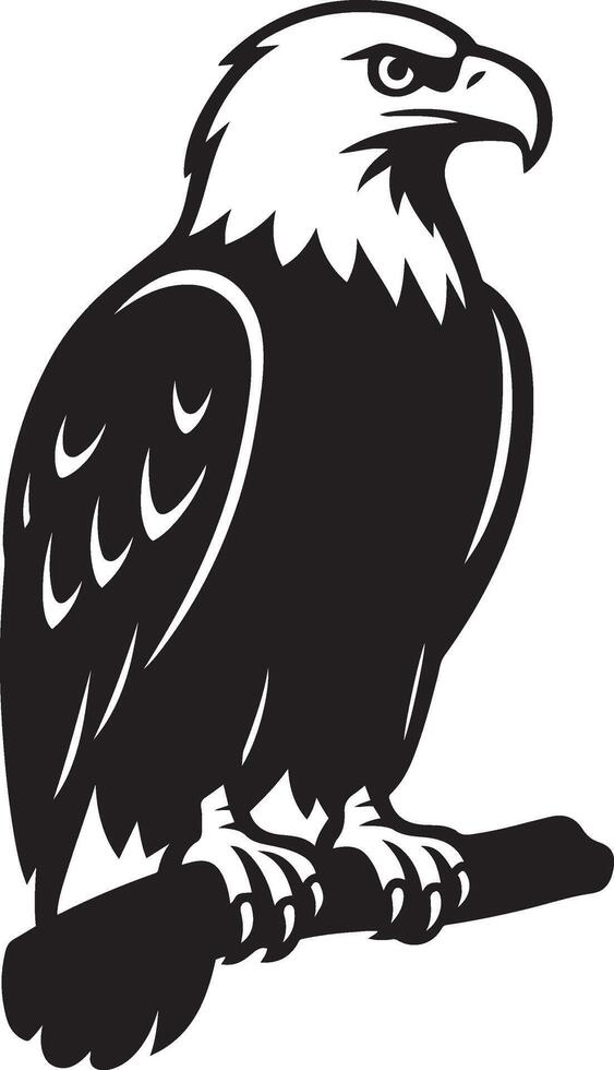 Powerful bald eagle silhouette on branch, Regal bird of prey resting image vector