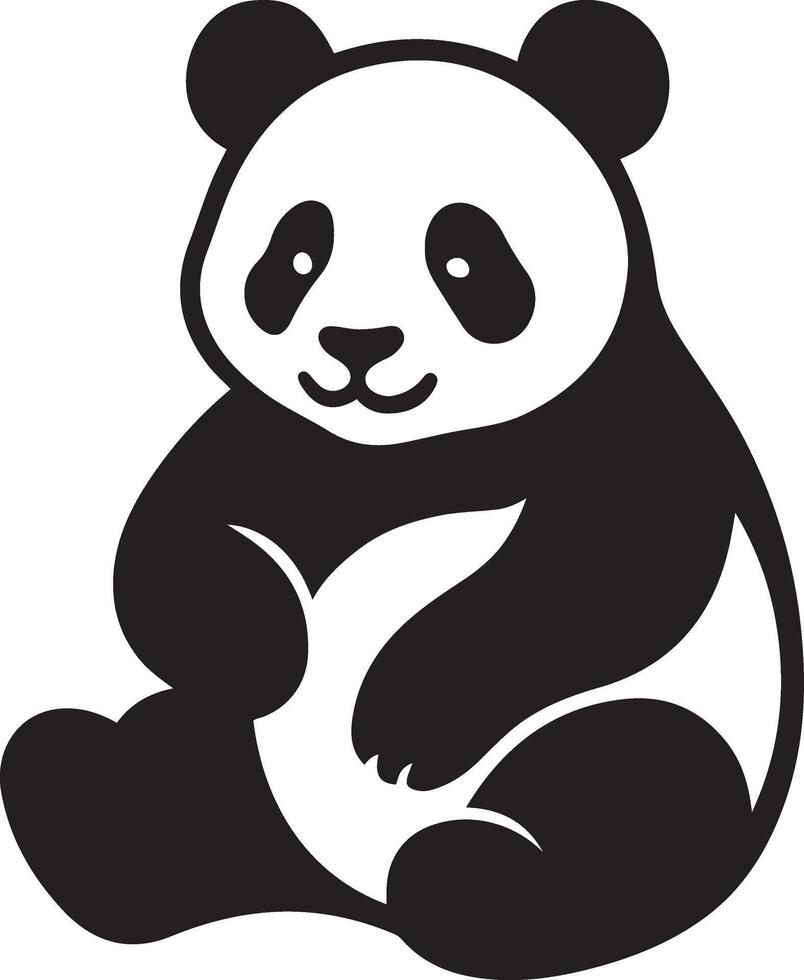 Panda silhouette cute black and white background, Giant panda minimalist illustration vector