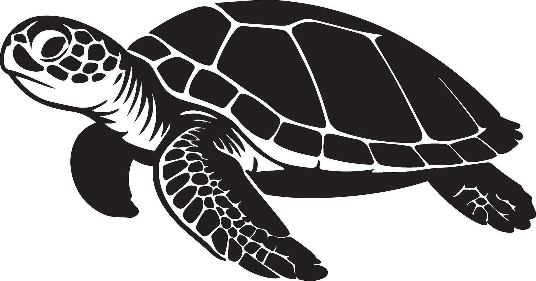 Sea turtle silhouette for creative projects, Black turtle illustration elegant style vector