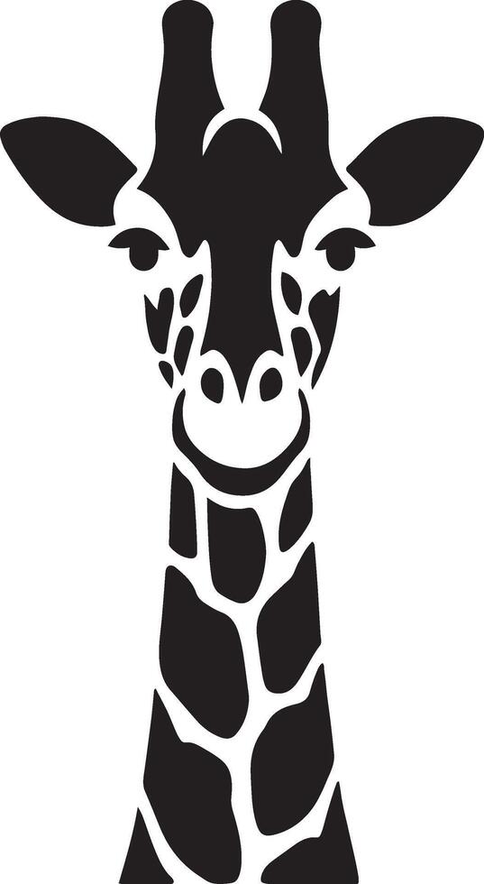 Smiling giraffe silhouette design, Friendly long necked animal sketch vector