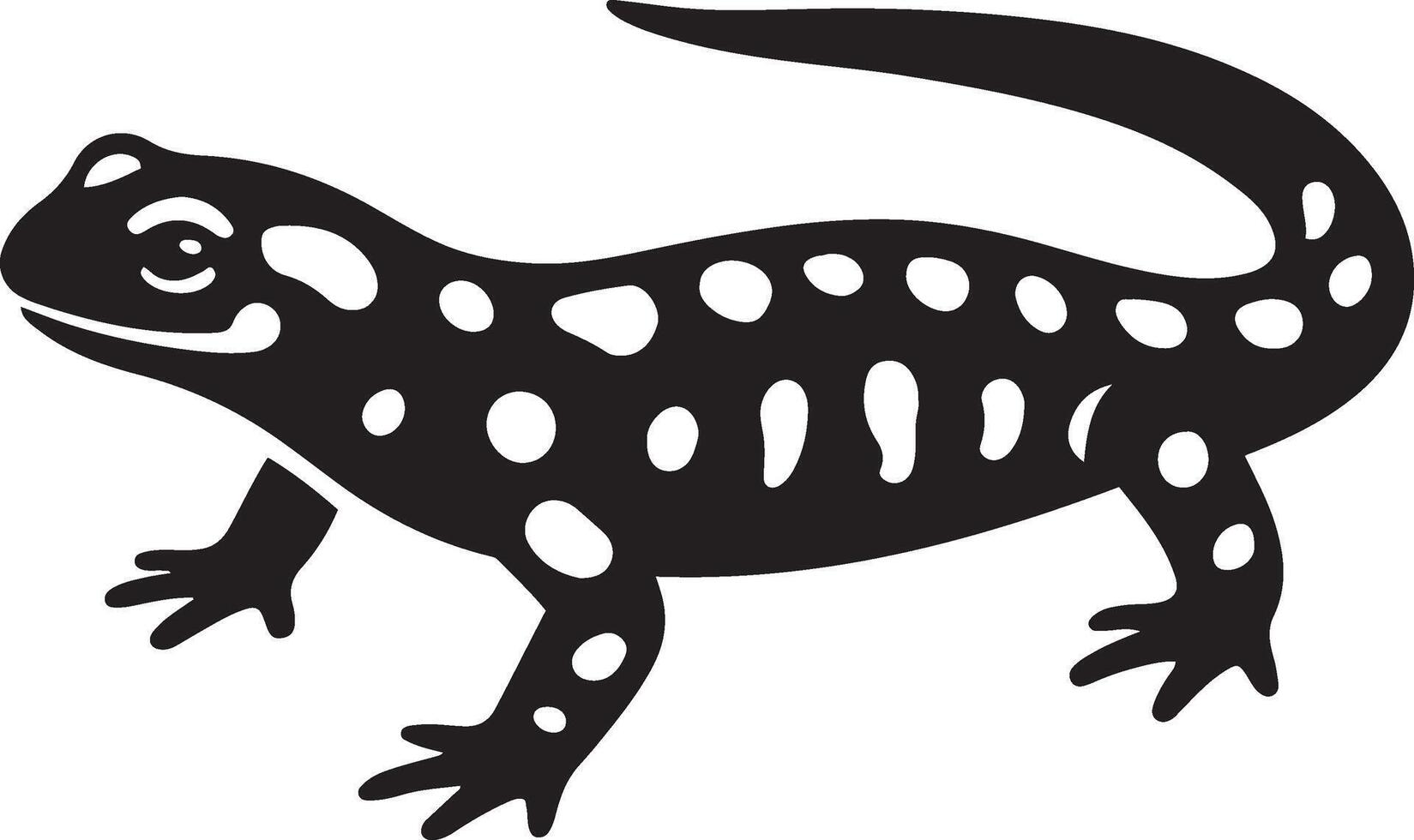Spotted salamander artwork in black and white, Clean amphibian illustration for print vector