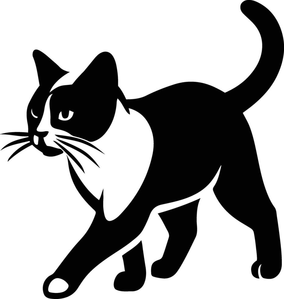 Cat silhouette black and white stylish, Elegant pet cat clean design graphic vector