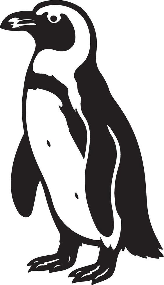 Penguin illustration black white simple style, Standing penguin minimal design drawing vector