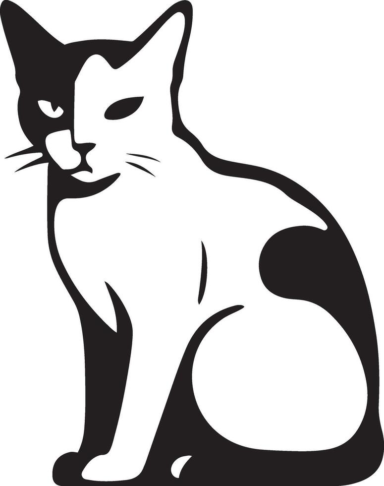 Cat sitting black and white for design use, Elegant feline silhouette illustration vector