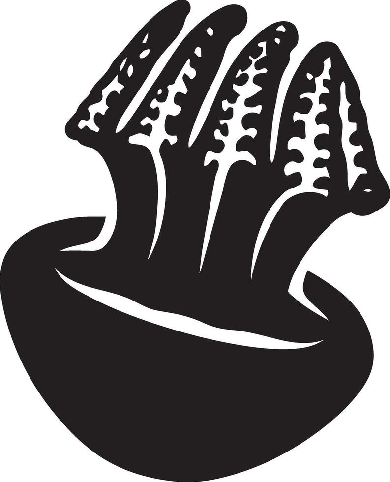 Jellyfish or marine creature stylized, Ocean life black white floating drawing vector