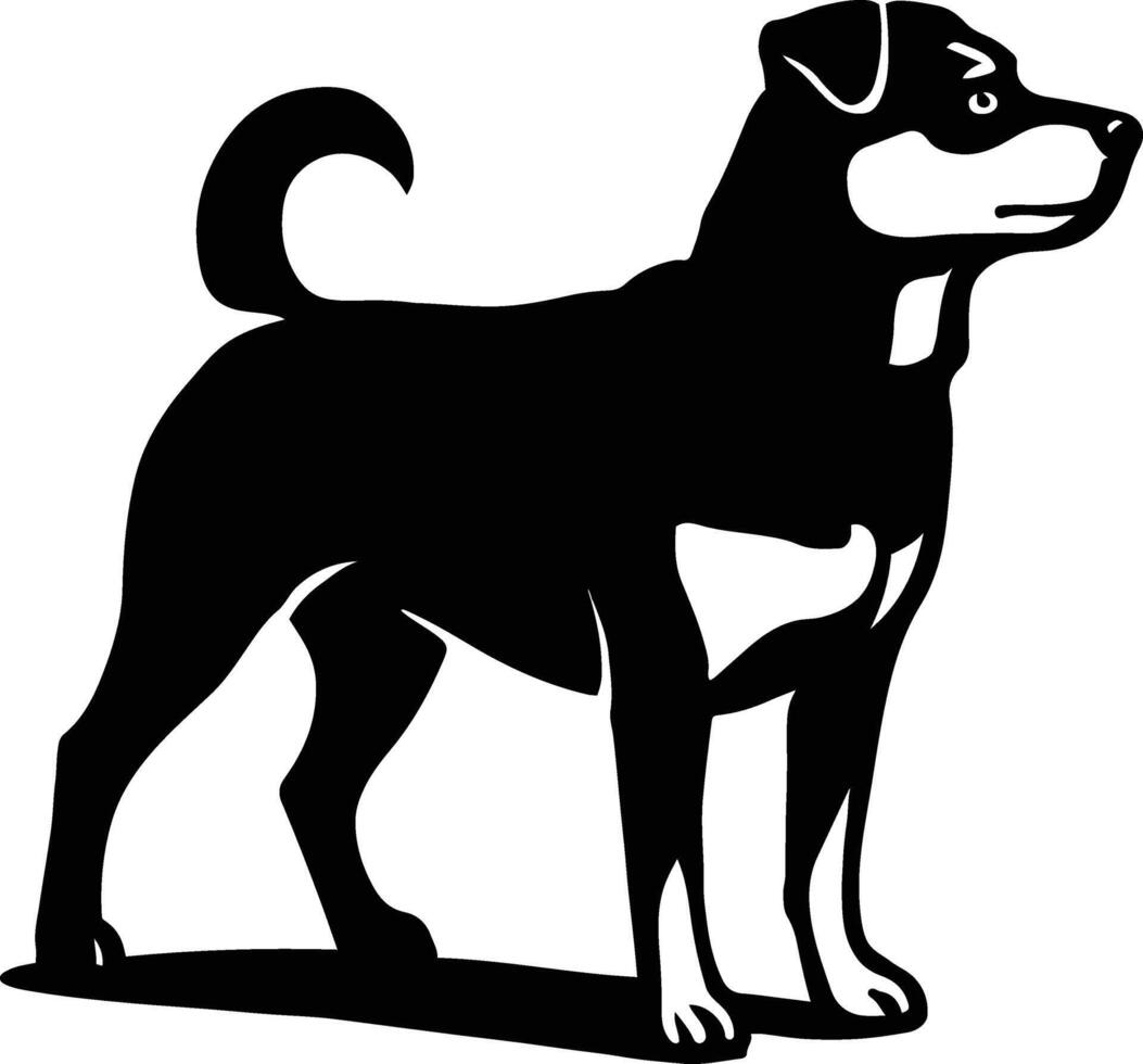 Dog silhouette black and white stylish design, Canine figure elegant pet illustration vector