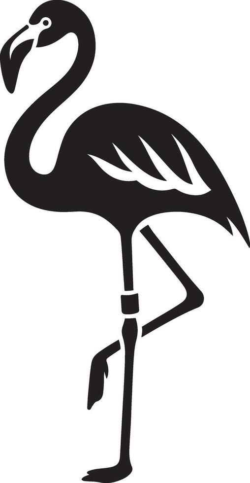 Elegant black and white silhouette of a flamingo, Graceful wading bird in style vector