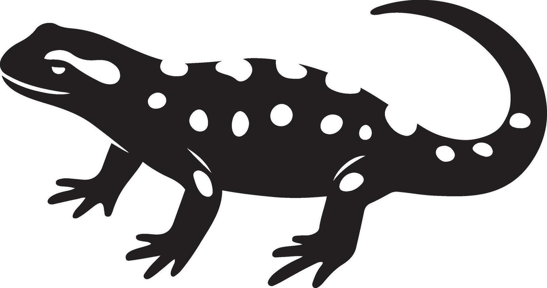 Nature themed black and white salamander design, Spotted amphibian graphic for children vector