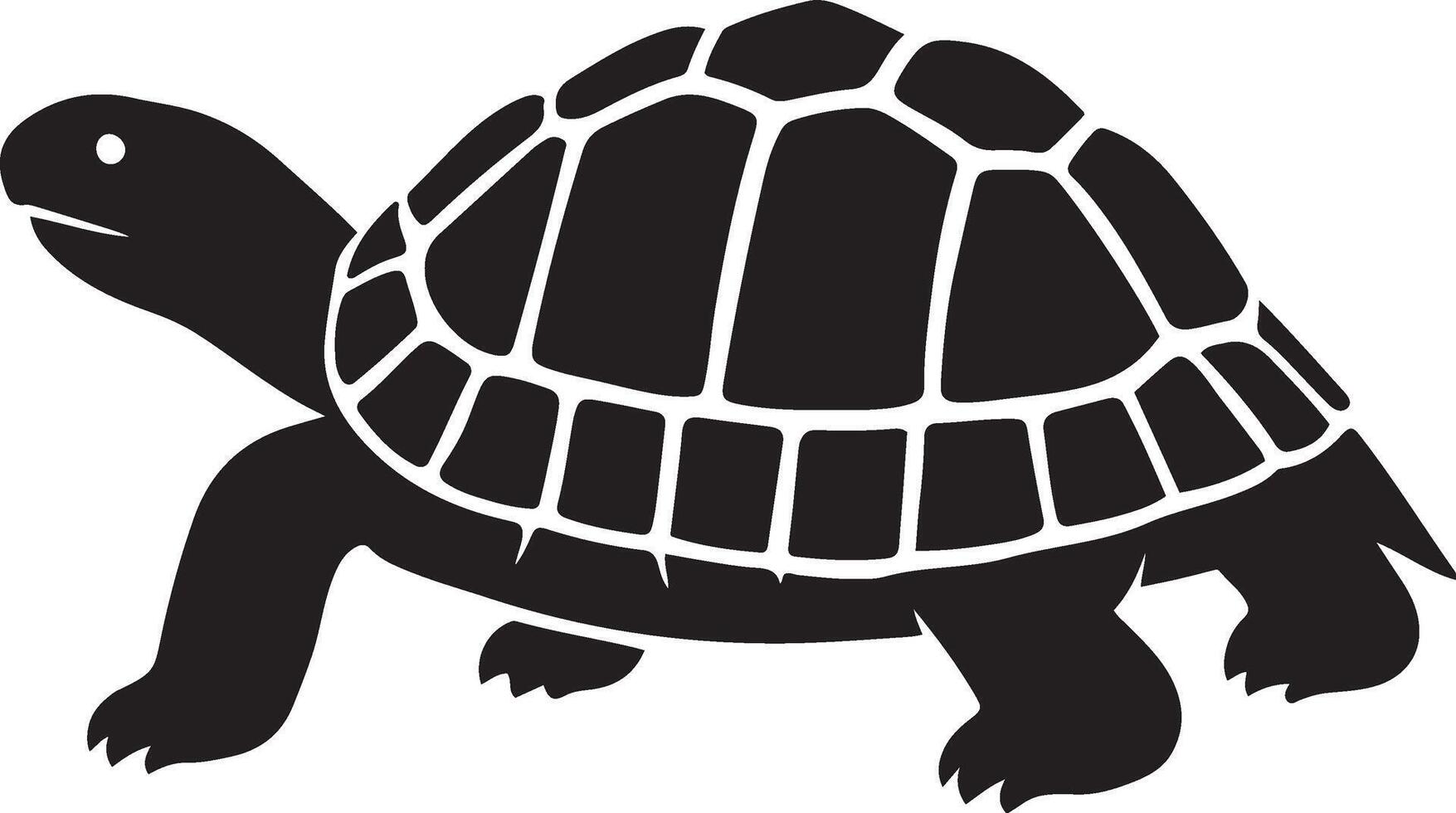 Tortoise silhouette simple black style, Land turtle minimal black and white drawing vector