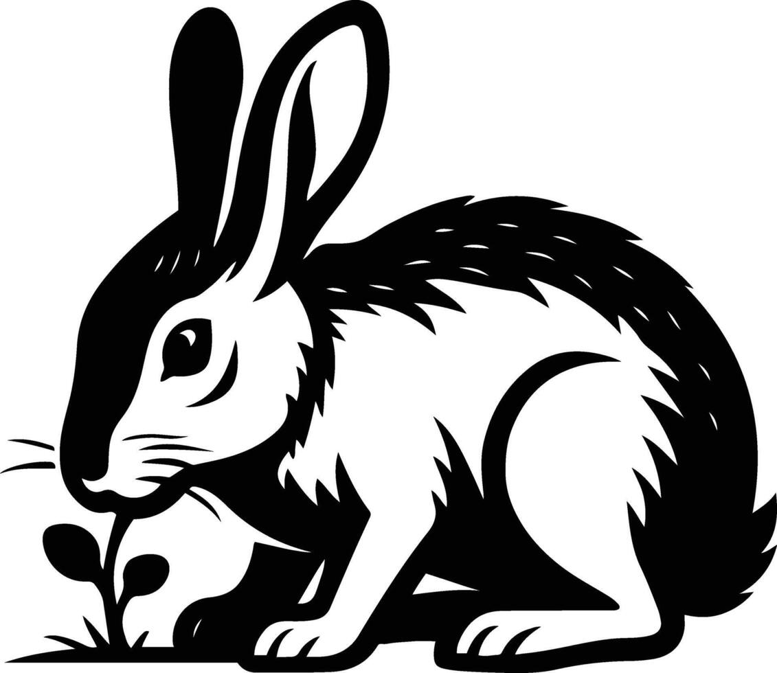 Rabbit illustration black and white design, Elegant bunny black and white animal sketch vector