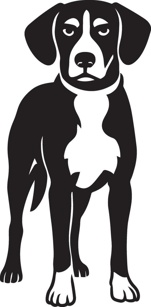 Dog silhouette for graphics black and white, Pet figure clean bold design vector
