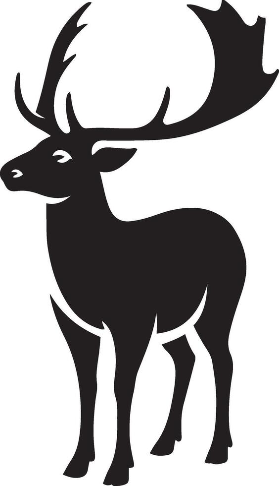 Elegant black silhouette of a deer side view, Nature inspired art sketch animal vector