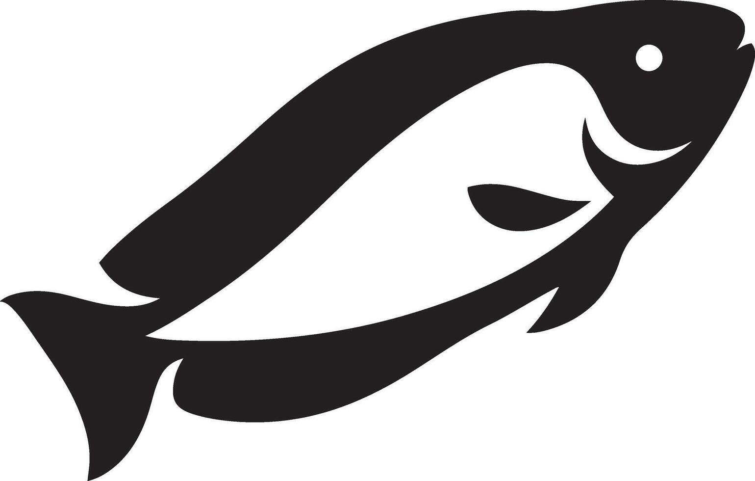 Fish silhouette simple black design, Aquatic animal in clean black line art vector