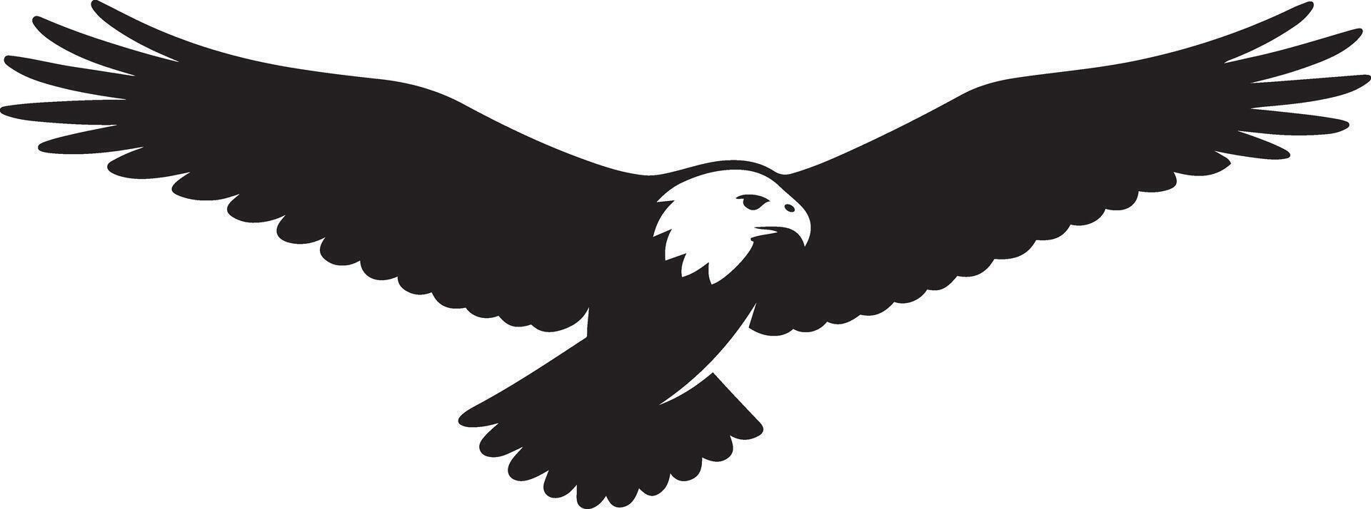 Powerful silhouette of a soaring bald eagle, Elegant raptor bird flying art vector