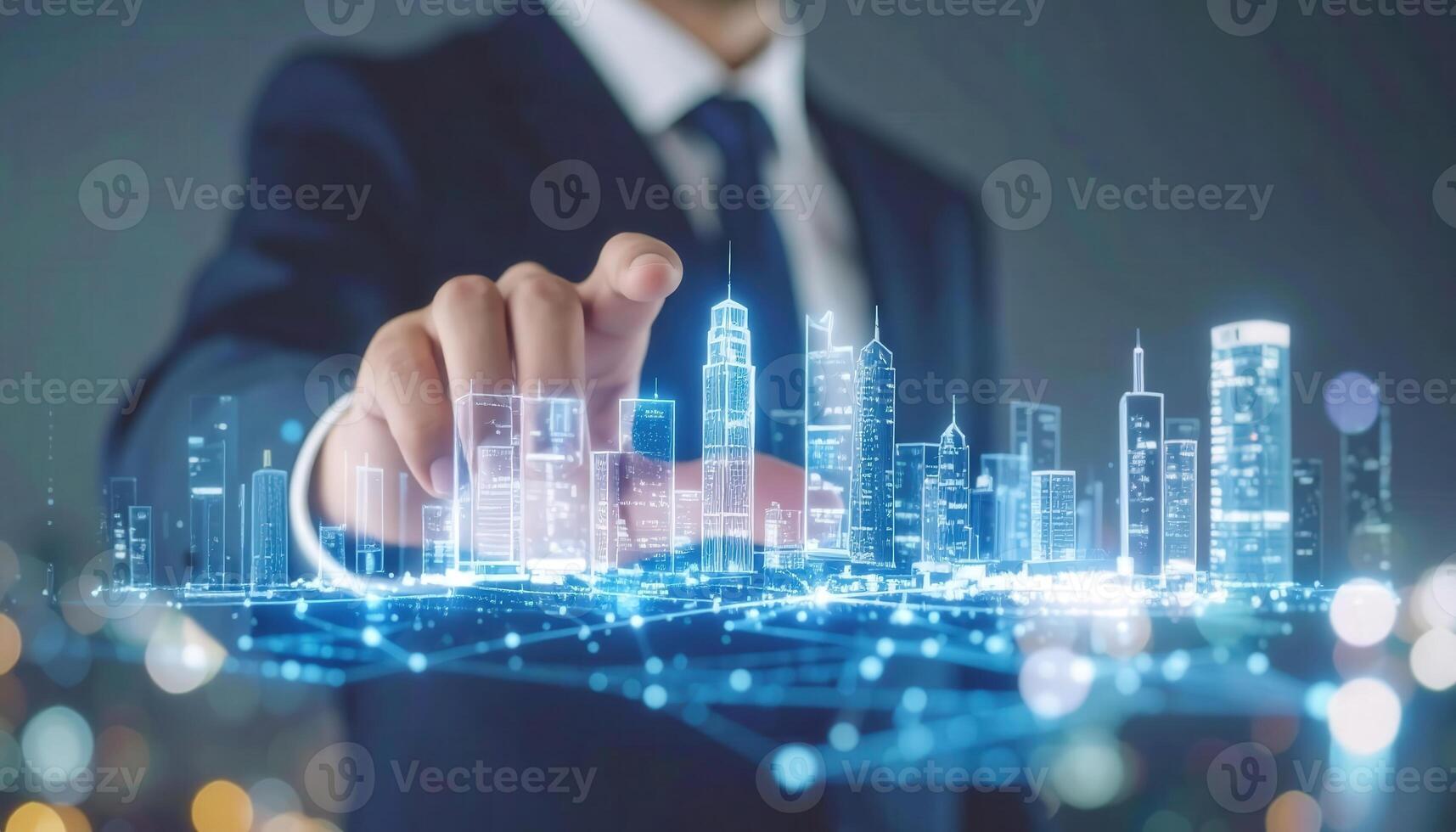 Innovative Architect Orchestrating Urban Concepts with Digital Twin Technology photo