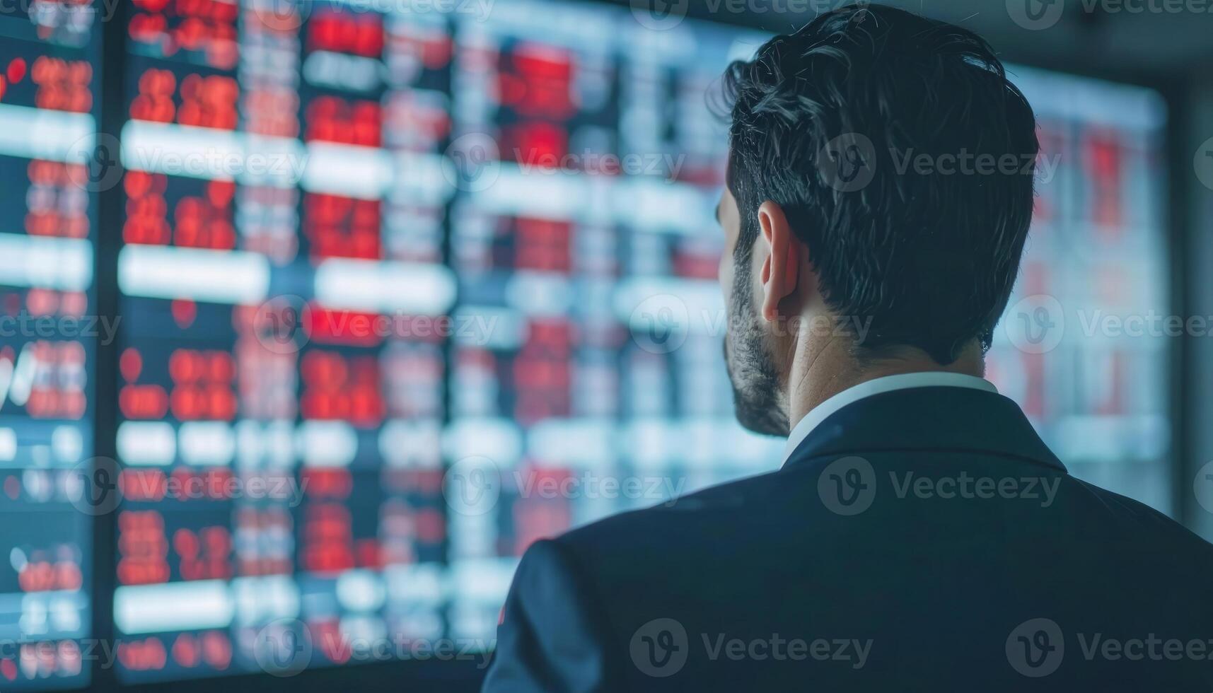 Businessman Monitoring Digital Alerts on Compliance Board with Data Trends photo