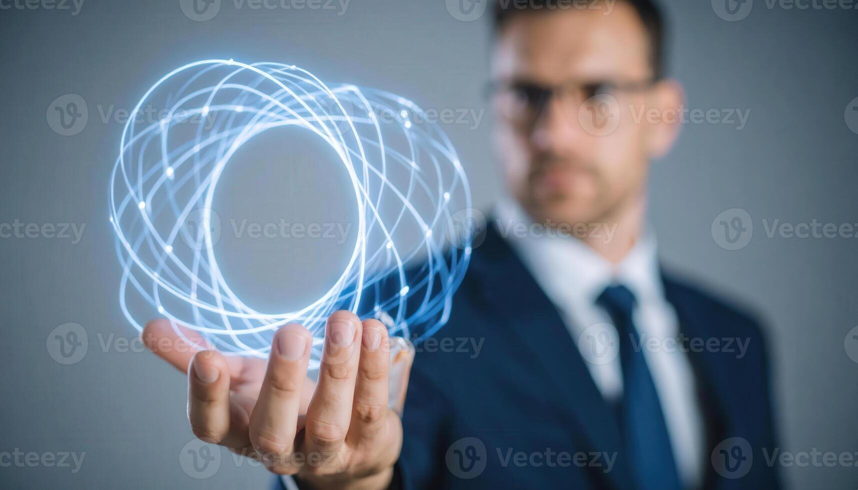 Theoretical Physicist Inspecting a Prototype of a Warp Drive Field Concept photo