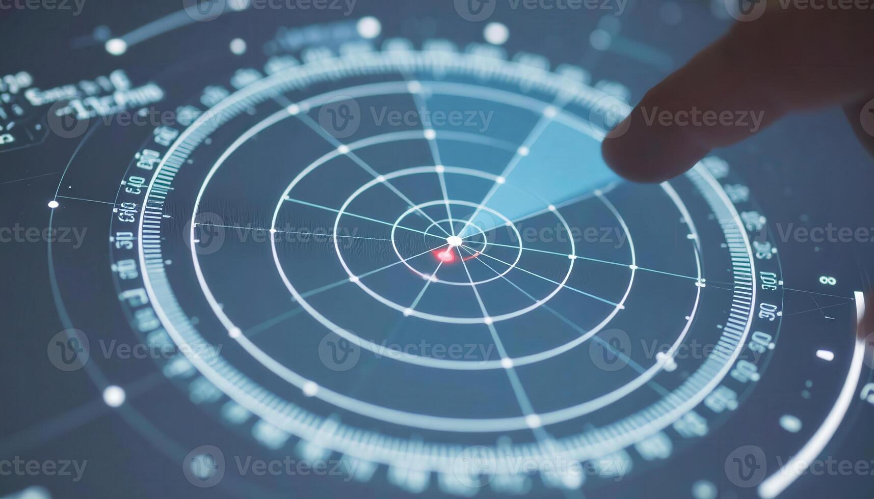 High-Tech Radar Map Interface with Operator Interaction Close-Up Image photo