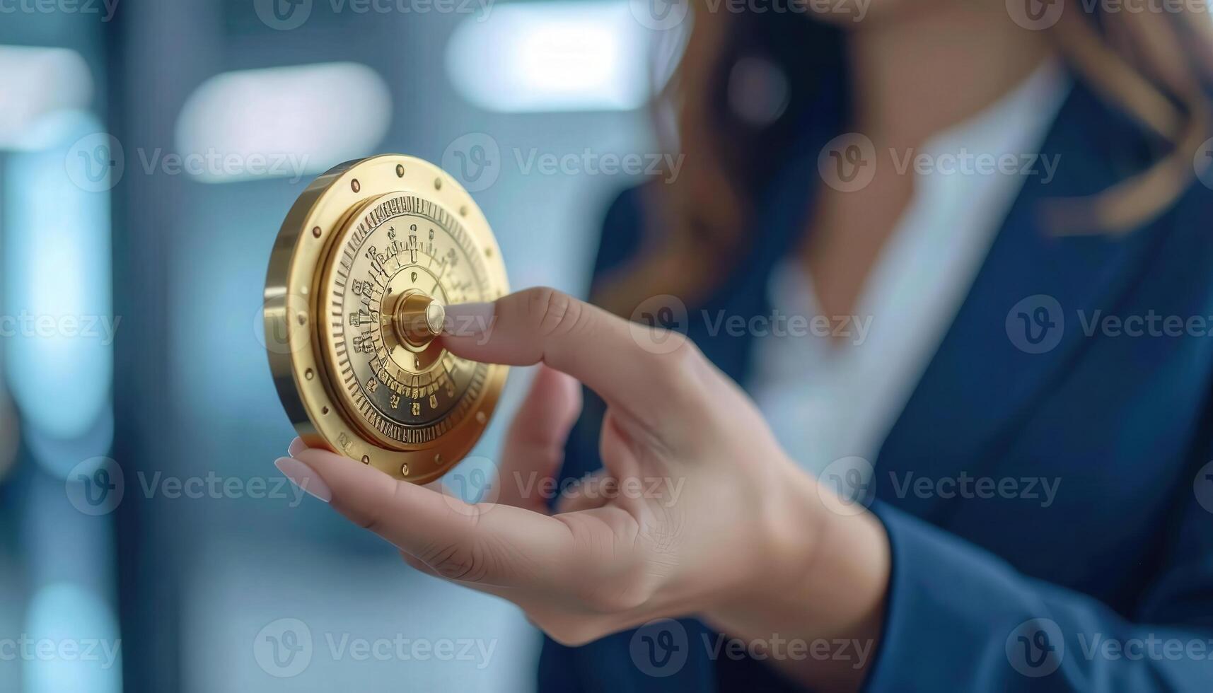 Golden Vault Access Device Held by Professional in Business Setting photo