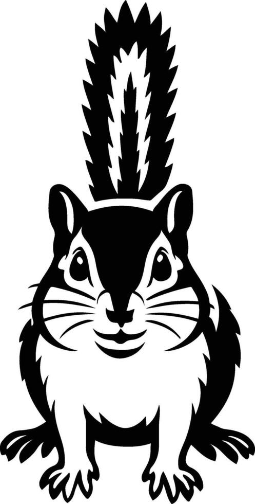 Chipmunk silhouette cheerful cartoon style, Happy small rodent graphic vector